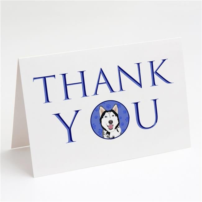 5 x 7 in. Unisex Siberian Husky Black & White No.1 Thank You Greeting Cards & Envelopes, Multi Color - Pack of 8