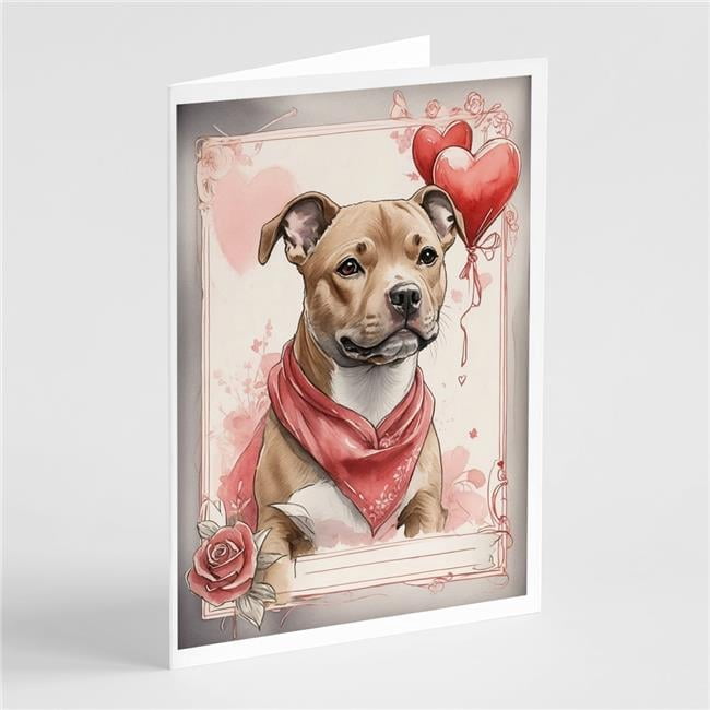 5 x 7 in. Unisex Staffordshire Bull Terrier Valentine Roses Greeting ...
