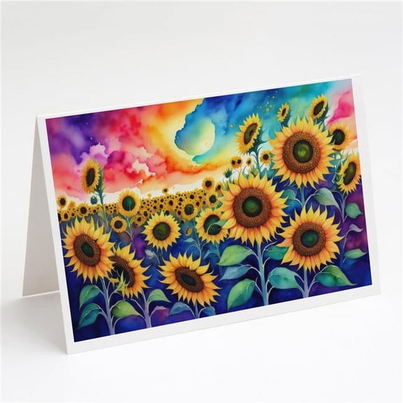 5 x 7 in. Unisex Sunflowers in Color Greeting Cards & Envelopes - Pack of 8
