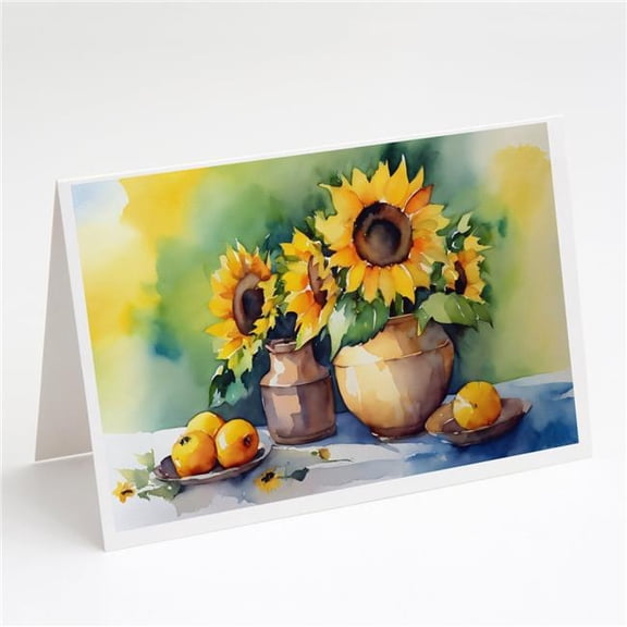 5 x 7 in. Unisex Sunflowers in Watercolor Greeting Cards & Envelopes - Pack of 8