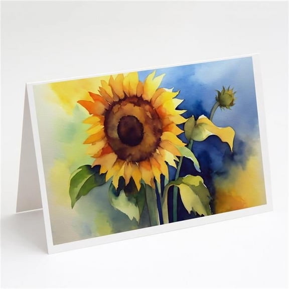 5 x 7 in. Unisex Sunflowers in Watercolor Greeting Cards & Envelopes - Pack of 8
