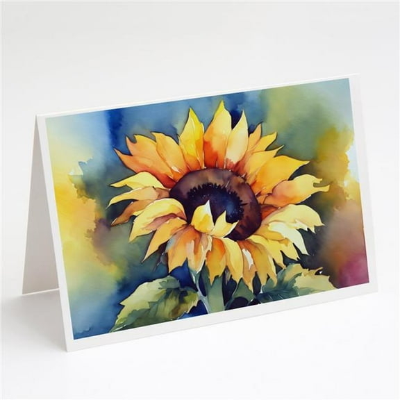 5 x 7 in. Unisex Sunflowers in Watercolor Greeting Cards & Envelopes - Pack of 8