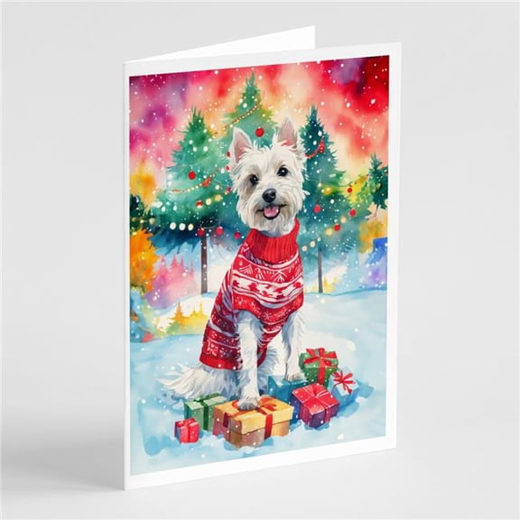 5 x 7 in. Unisex Westie Christmas Greeting Cards - Pack of 8