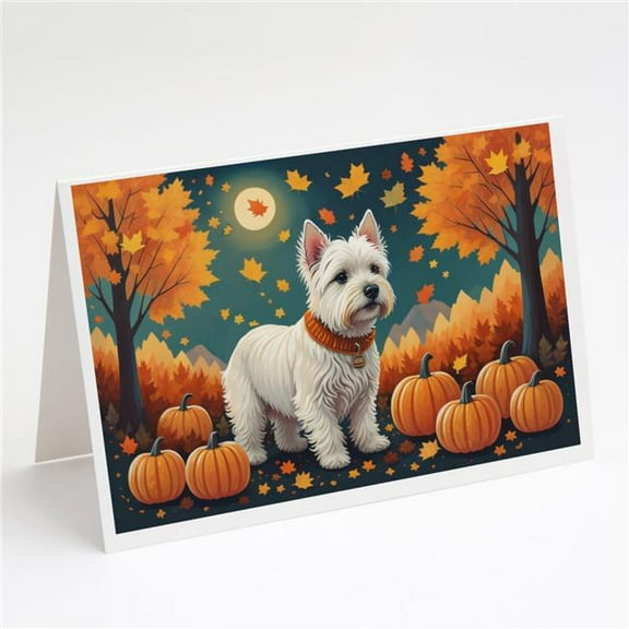 5 x 7 in. Unisex Westie Fall Greeting Cards & Envelopes - Pack of 8