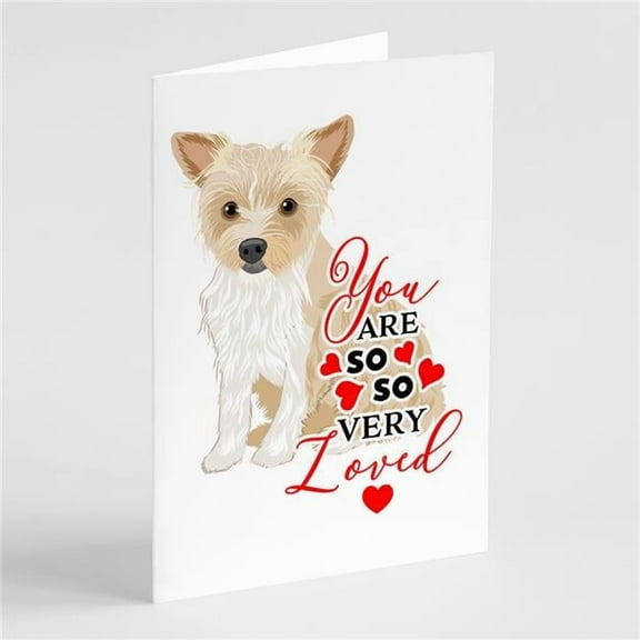 5 x 7 in. Unisex Yorkie Parti So Loved Greeting Cards & Envelopes - Pack of 8