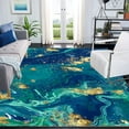 thumbnail image 1 of 5 x 7ft Blue Gold Green Marble Area Rug, Abstract Modern Art Decorative Rugs Anti-Slip Large Area Carpet For Living Room Bedroom Dining Room, 1 of 6