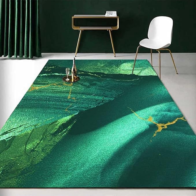 5 x 7ft Emerald Green Gold Area Rug For Living Room Bedroom, Modern ...