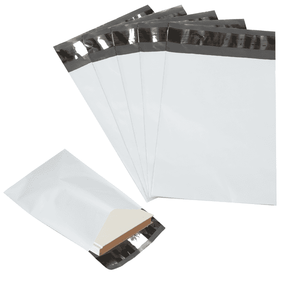 5 x 8.5 Poly Mailers Shipping Bags Plastic with Sealing (White) 100-Pack