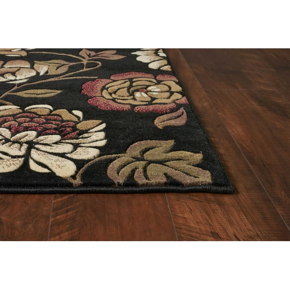 5' x 8' Black Floral Indoor Area Rug