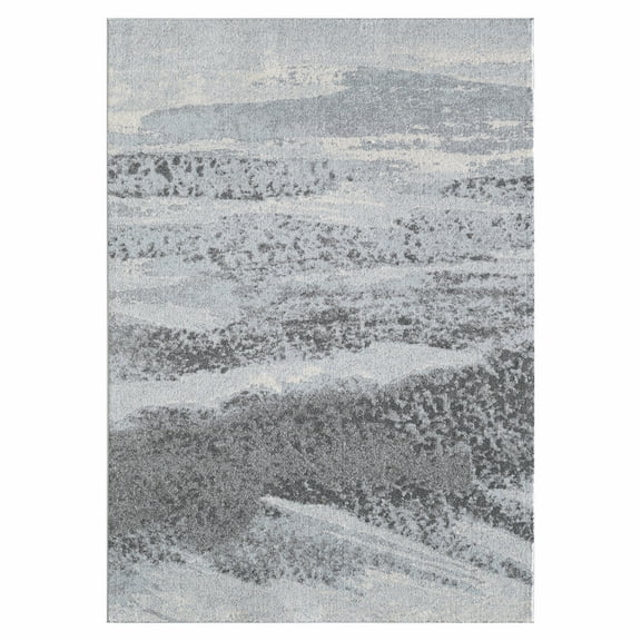 5â€™ x 8â€™ Blue Gray Abstract Mist Modern Area Rug