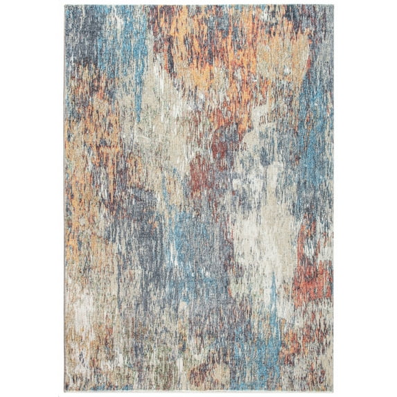 5’ x 8’ Blue Red Abstract Painting Modern Area Rug