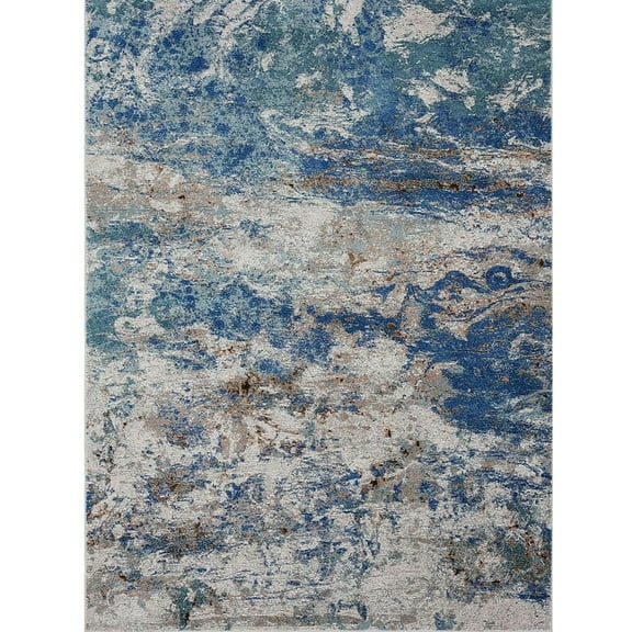 5â€™ x 8â€™ Blue and Gray Abstract Earth Area Rug