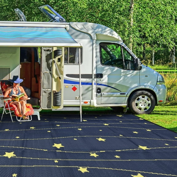 5 x 8 Feet Straw Rug | Waterproof Outdoor Camping Rugs | Quick Drying Picnic Rug | Sand Free Reversible Beach Mats