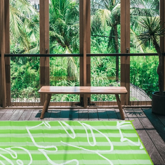 5 x 8 Feet Straw Rug | Waterproof Outdoor Camping Rugs | Quick Drying Picnic Rug | Sand Free Reversible Beach Mats