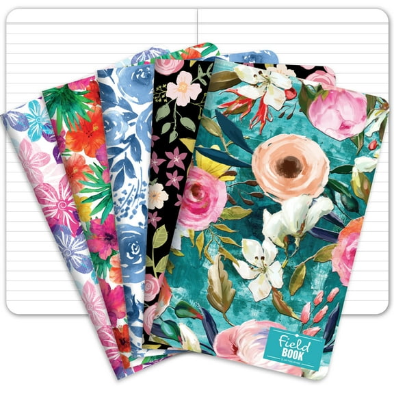5 x 8 Field Book Set - Line Text / Combo Floral Covers