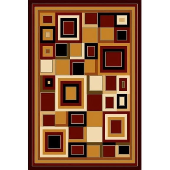 5 x 8 Gallery Machine Carved Area Rug - Black  Berber & Burgundy