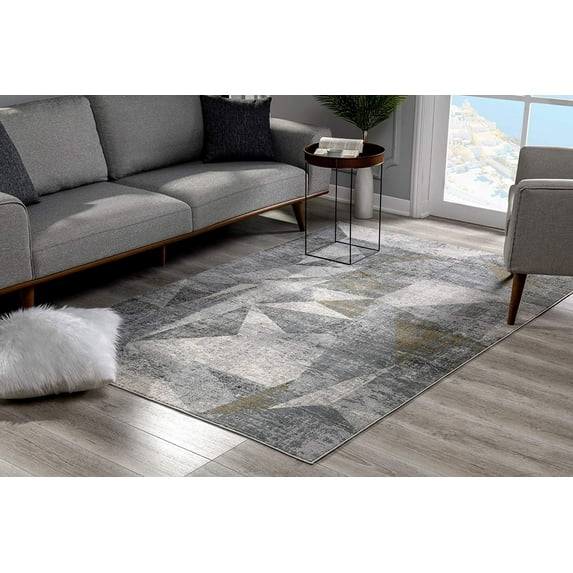 5’ x 8’ Gray Distressed Prism Modern Area Rug