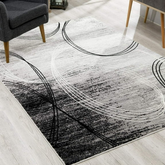 5â€™ x 8â€™ Gray Distressed Swirls Area Rug