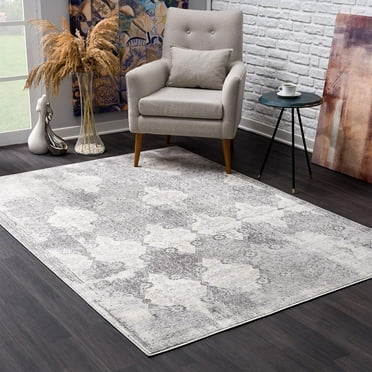 5â€™ x 8â€™ Gray Distressed Trellis Pattern Area Rug