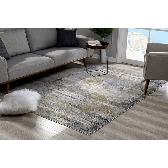 5’ x 8’ Gray Mod Distressed Strokes Area Rug