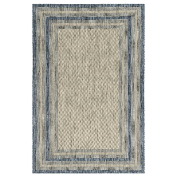 5' x 8'  Grey or  Denim Bordered UV Treated Area Rug