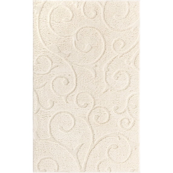 Unique Loom Floral Shag Collection Area Rug - Burgeon (5' x 8' Rectangle Ivory Brown)