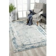 thumbnail image 1 of 5â€™ x 8â€™ Ivory and Blue Abstract Distressed Area Rug, 1 of 3