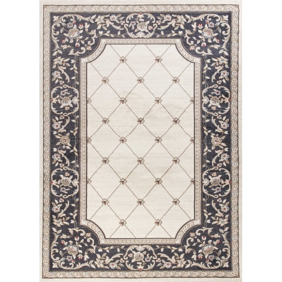 5' x 8' Ivory or Grey Diamond Bordered Area Rug