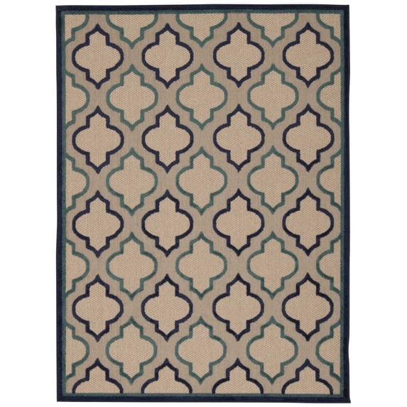 5’ x 8’ Navy Blue Trellis Indoor Outdoor Area Rug