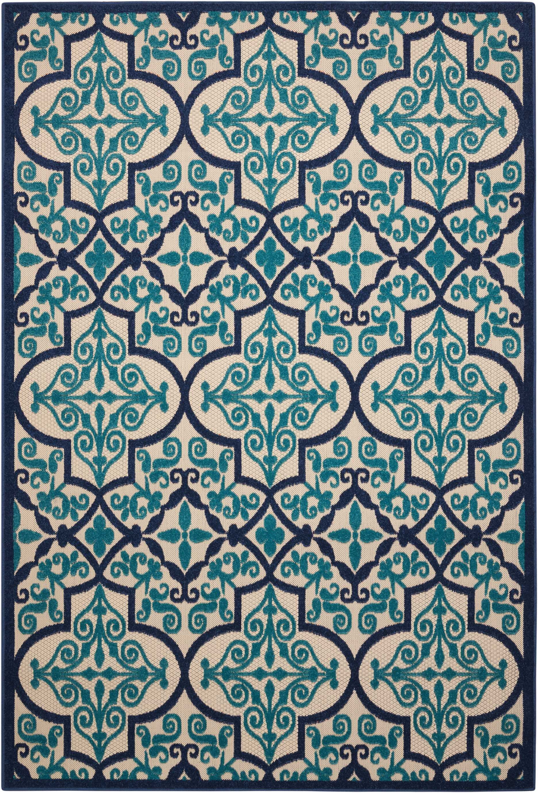 5â€™ x 8â€™ Navy and Beige Trellis Indoor Outdoor Area Rug