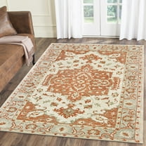 5â€™ x 8â€™ Orange and Ivory Medallion Area Rug