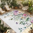 thumbnail image 1 of 5' x 8' Outdoor Rug, Eucalyptus Flower Outdoor Washable Rug Large Floor Carpet, Sage Green Botanical Boho Leaf Pink Non Shedding Area Rug for Outside Patio RV Porch Deck Balcony Camping Living Room, 1 of 9