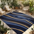 thumbnail image 1 of 5' x 8' Outdoor Rug, Navy Blue Golden Marble Outdoor Washable Rug Large Floor Carpet, Modern Abstract Marble Flow Non Shedding Area Rug for Outside, Patio, RV, Porch, Deck, Balcony, Camping, 1 of 9