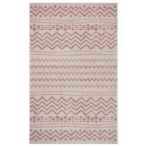 5’ x 8’ Red Zigzag Indoor Outdoor Area Rug
