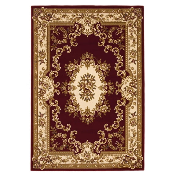 5' x 8' Red or Ivory Floral Bordered Indoor Area Rug