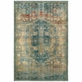 thumbnail image 1 of 5â€™ x 8â€™ Sand and Blue Distressed Indoor Area Rug, 1 of 3