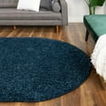 thumbnail image 1 of Unique Loom Everyday Shag Collection Area Rug - Solid (5' x 8' Oval Navy Blue), 1 of 6