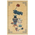 thumbnail image 1 of 5' x 8' Tan Brown and Navy Blue Flower Vase with Border Rectangular Area Throw Rug, 1 of 8