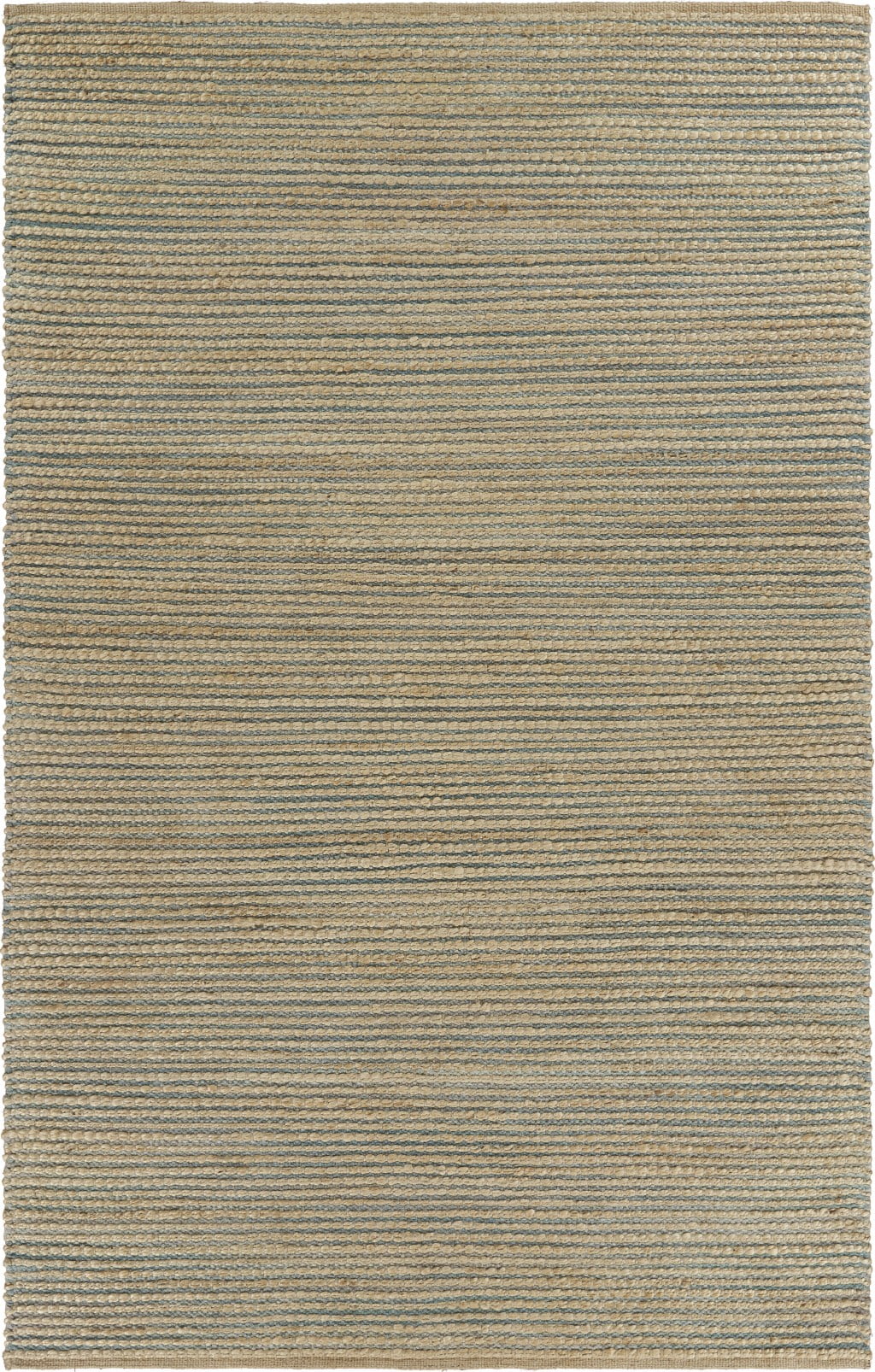 Hand-Knotted Blue and Tan Striated 9' x 12' Area Rug
