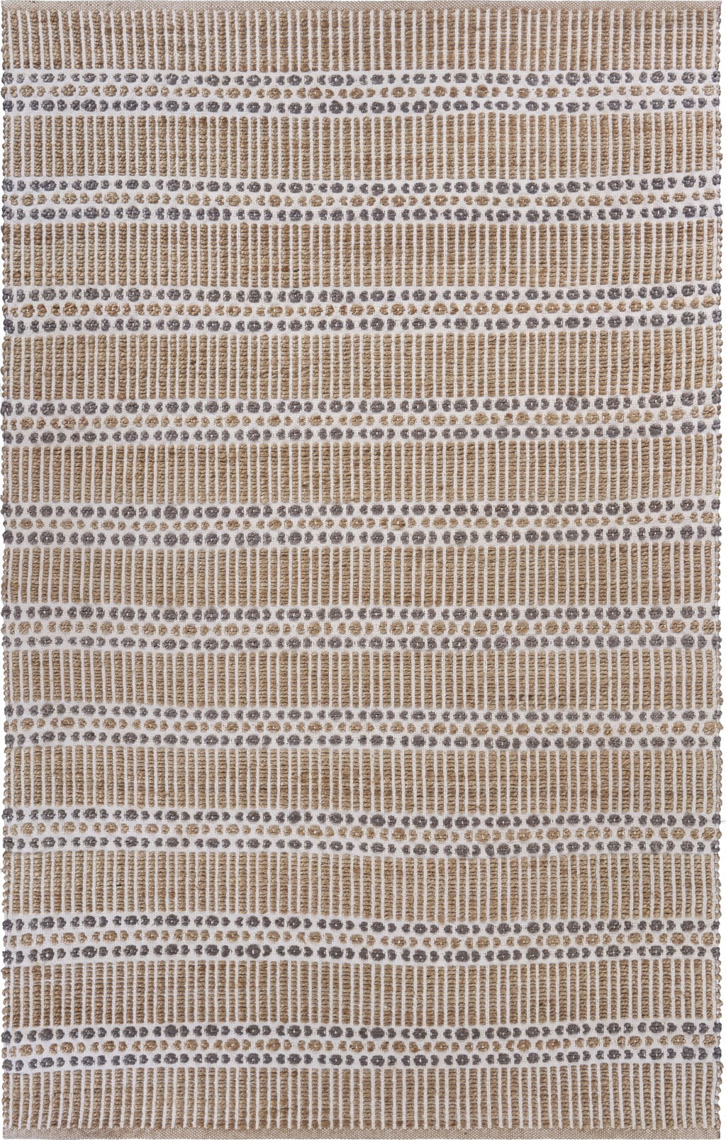 Handmade Gray and Tan Cotton Striped 5' x 8' Area Rug
