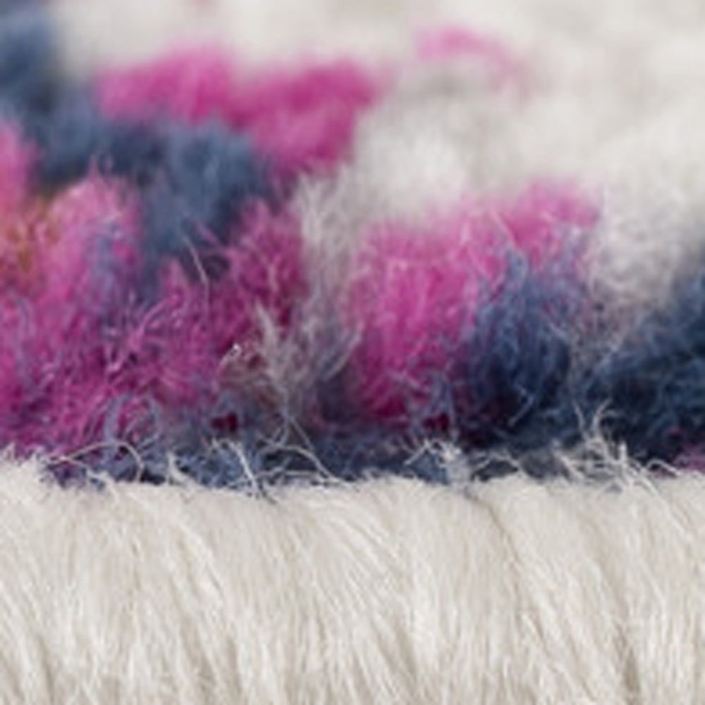 5' x 8' Ivory and Multicolor Geometric Synthetic Fur Area Rug