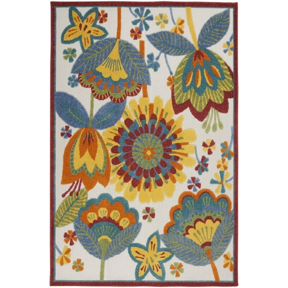 5â€™ x 8' Yellow and Ivory Indoor Outdoor Area Rug