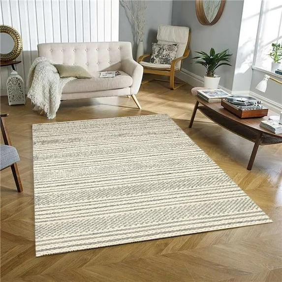 5 x 8 ft. Aspen Ivory & Gray Hand Knotted Wool Rectangle Area Rug