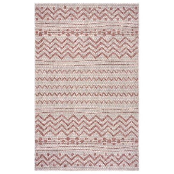 5 x 8 ft. Beige & Red Zigzag Indoor & Outdoor Area Rug