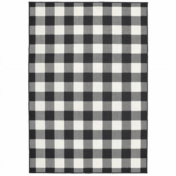 5 x 8 ft. Black & Ivory Gingham Indoor & Outdoor Area Rug