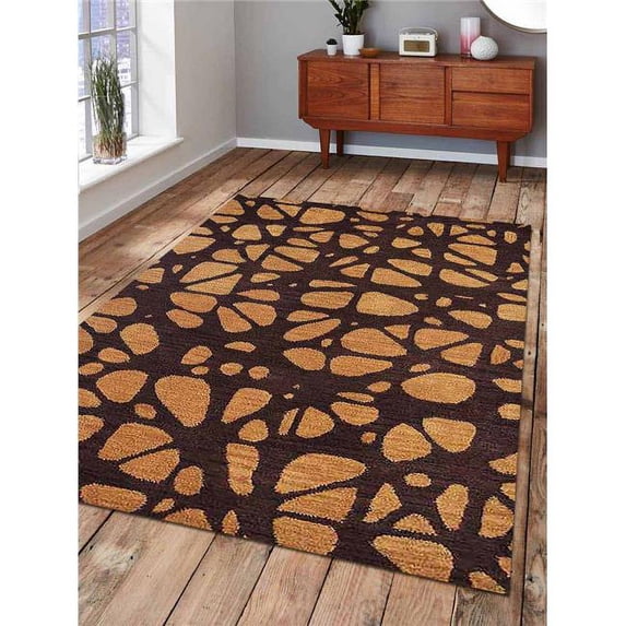 5 x 8 ft. Contemporary Hand Tufted Woolen Area Rug, Brown & Beige