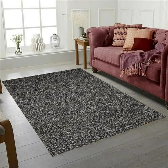 5 x 8 ft. Exquisite Pebble Black Hand Knotted Wool Rectangle Area Rug