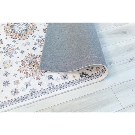 5 x 8 ft. Floral Rectangle Area Rug, Gray & Gold