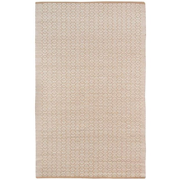 5 x 8 ft. Geometric Flatweave Handmade Rectangle Area Rug, White & Natural