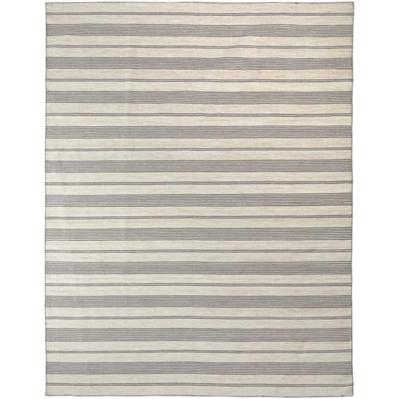 5 x 8 ft. Gray & Ivory Striped Dhurrie Hand Woven Stain Resistant Rectangle Area Rug - Gray and Ivory - 5 x 8 ft.